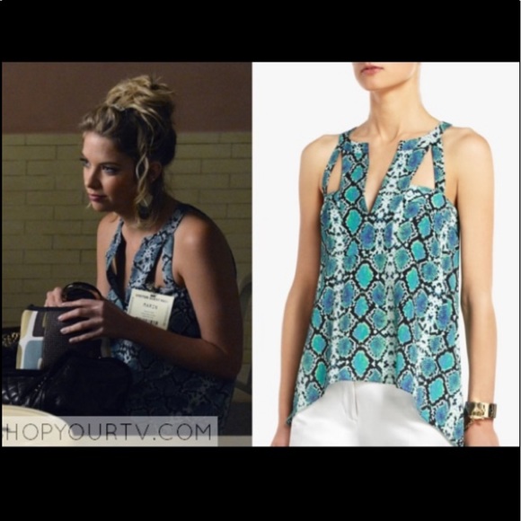 NWT-BCBGMaxAzria aqua snakeskin print Alva top with cutout detailing - Picture 8 of 8